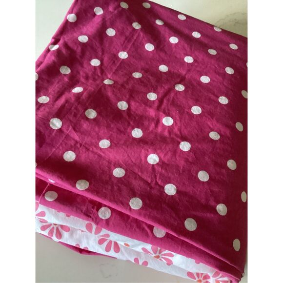 2 Pottery Barn Teen Full Flats Organic Sheets Polka Dot Daisy Mix and Match - Picture 7 of 7